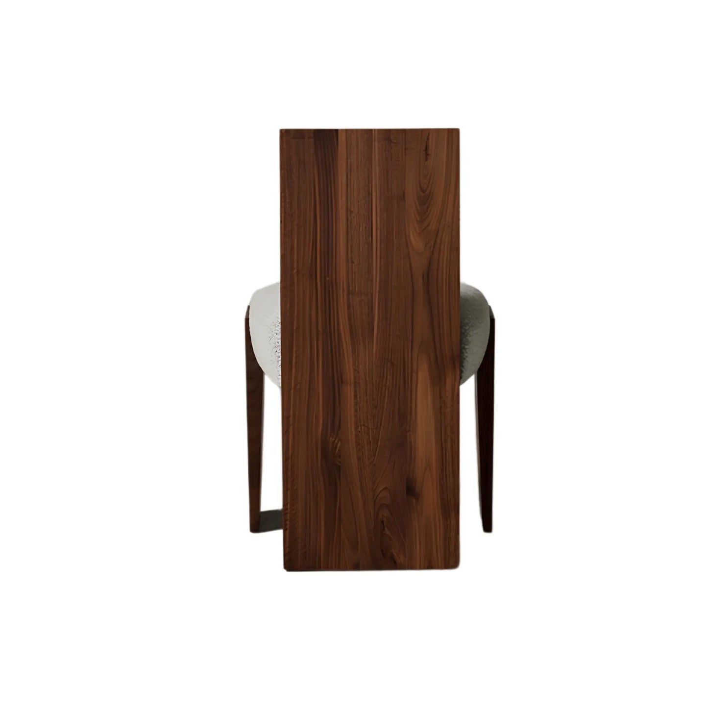 Back view of Loha Dining Chair لوح – A bold wooden silhouette emphasizing natural oak grain.