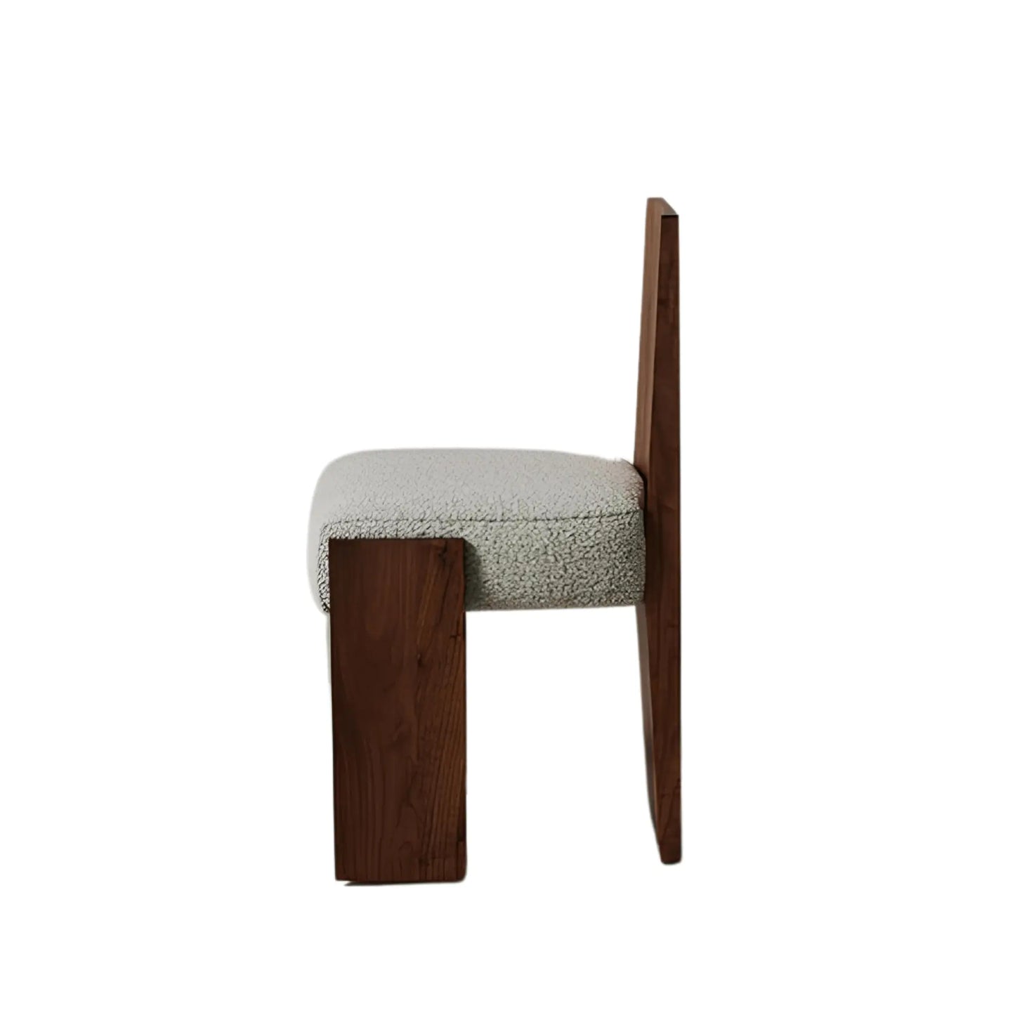 Side view of Loha Dining Chair لوح – Japandi-inspired oak dining chair with soft textured upholstery.