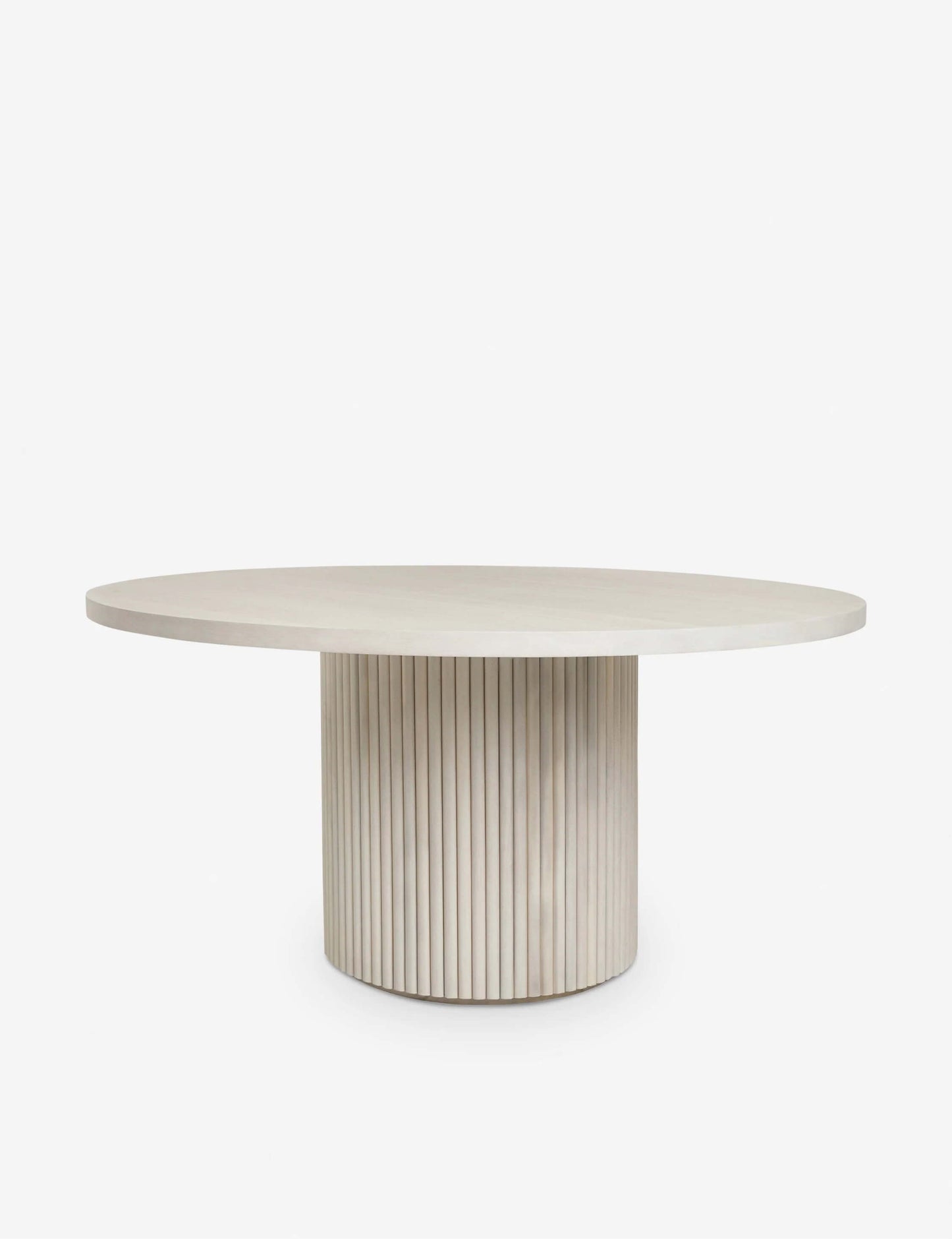 Meis Round Dining Table ميس – White-wash fluted pedestal base dining table.