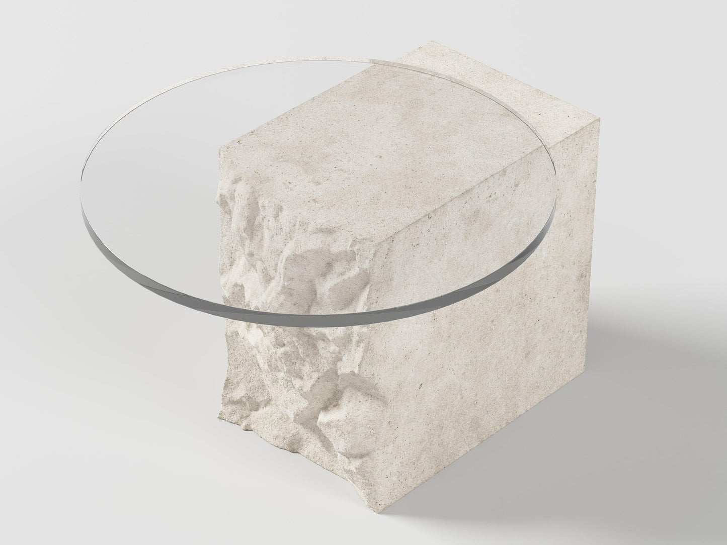 limestone coffee table with rounded glass top