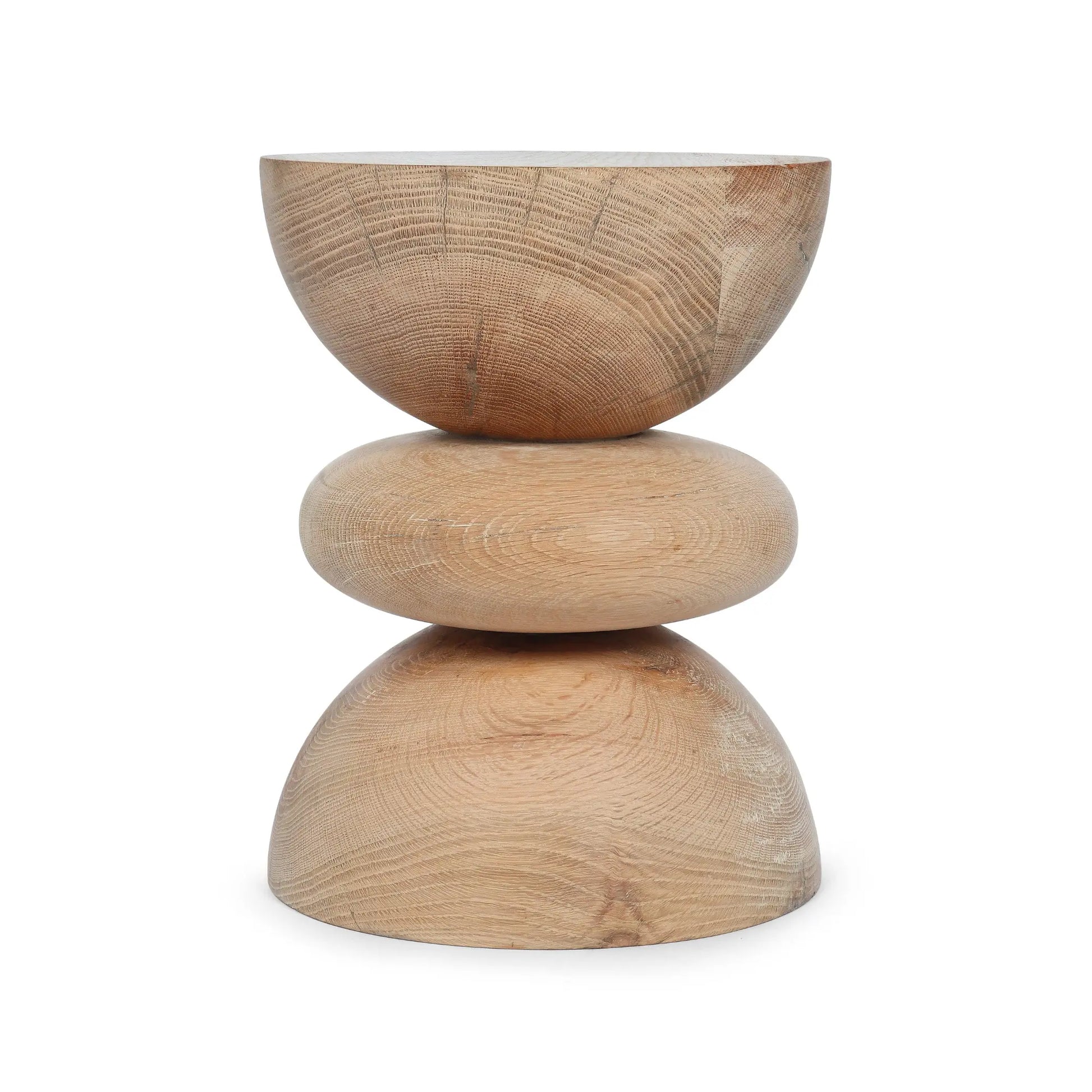 Front view of the Khayal Side Table showcasing its sculptural form