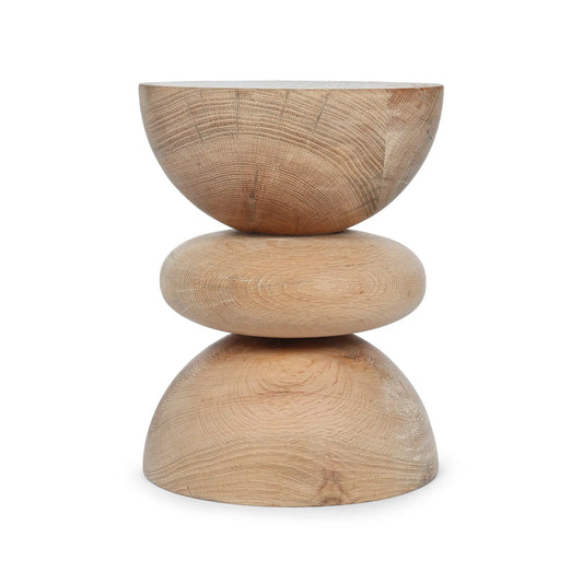 Front view of the Khayal Side Table showcasing its sculptural form